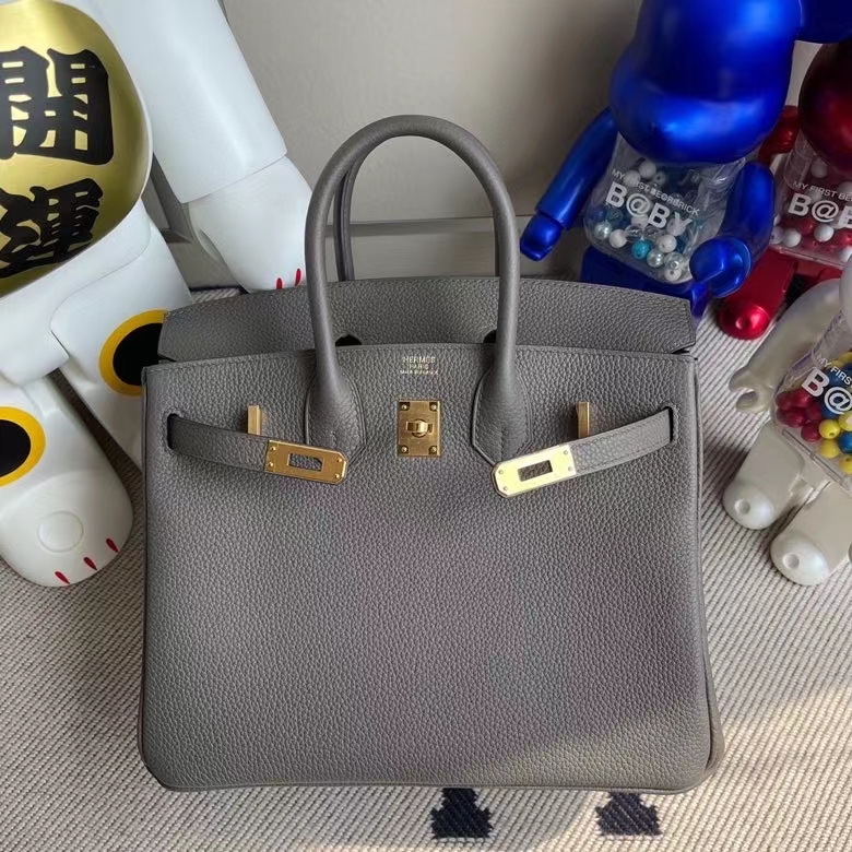 Hermès（爱马仕）Birkin 铂金包 原厂小牛皮 togo 8F 锡器灰 etain 金扣 25cm 顶级手缝