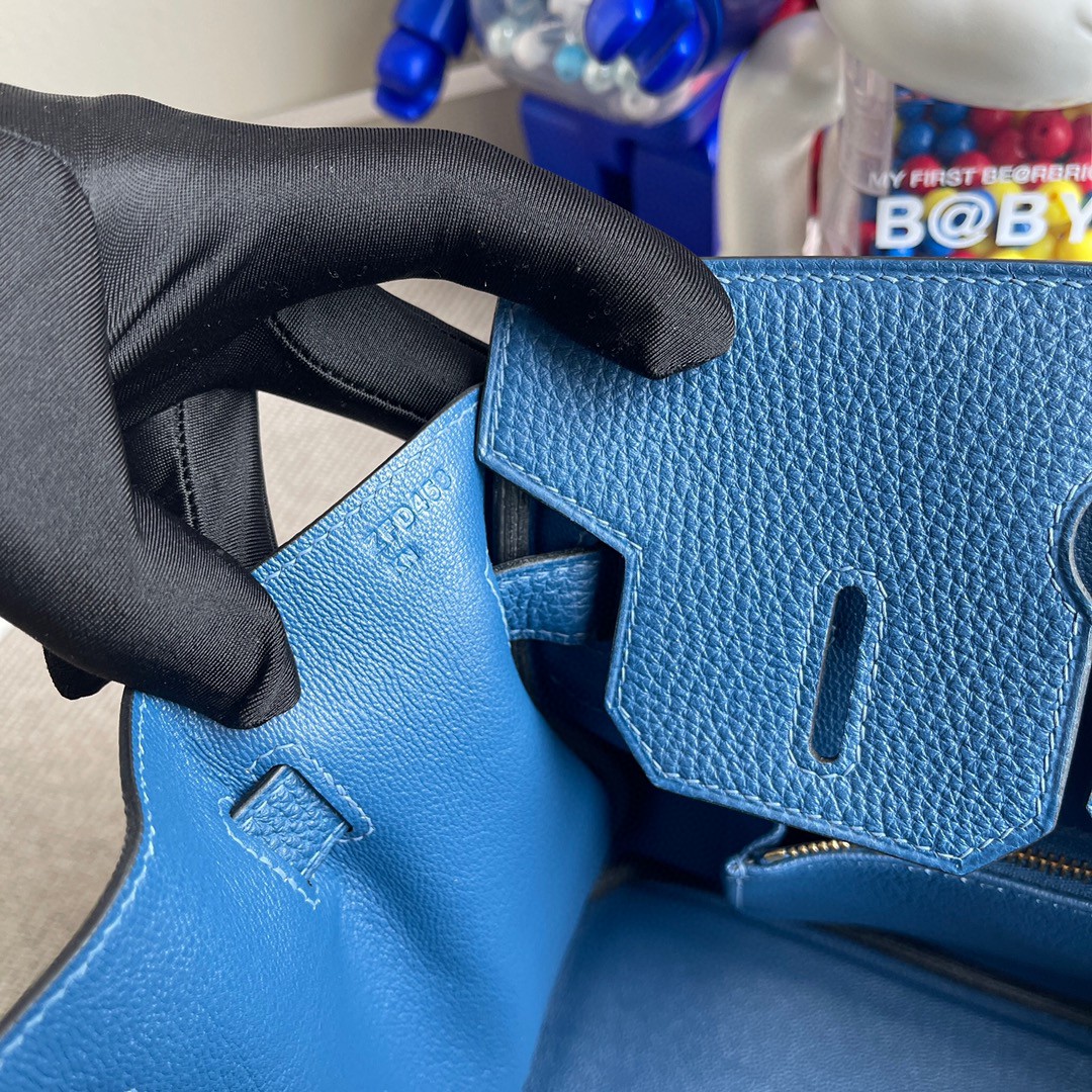 Hermès（爱马仕）Birkin 铂金包 原厂小牛皮 togo 深邃蓝 deep blue 玫瑰金 30cm