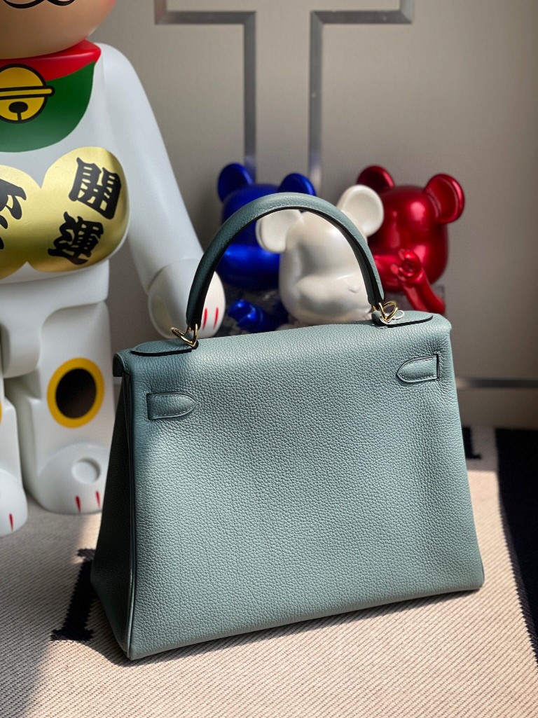 Hermès（爱马仕）Kelly 凯莉包 原厂小牛皮 7G 天青色 金扣 28cm 顶级手缝 现货