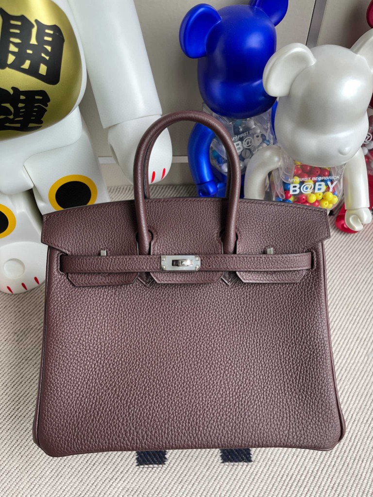 Hermès（爱马仕）Birkin 铂金包 原厂小牛皮 togo皮 0G 马鞍红 银扣 25cm