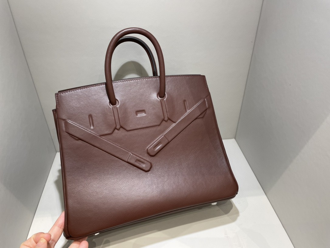 Hermès（爱马仕）Birkin Shadow 幻影 马鞍红 rouge sellier 25cm 凹凸有致的影子设计