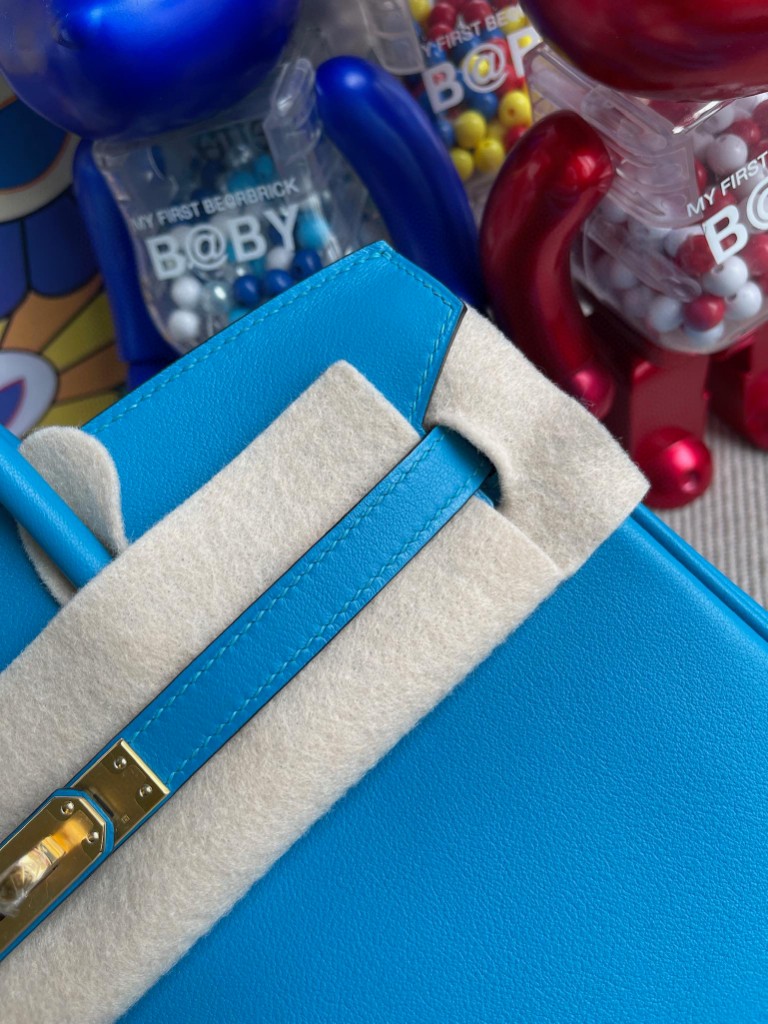 Hermès（爱马仕）Birkin 铂金包 Swift皮 0F 佛罗里达蓝 金扣 25cm 顶级手缝
