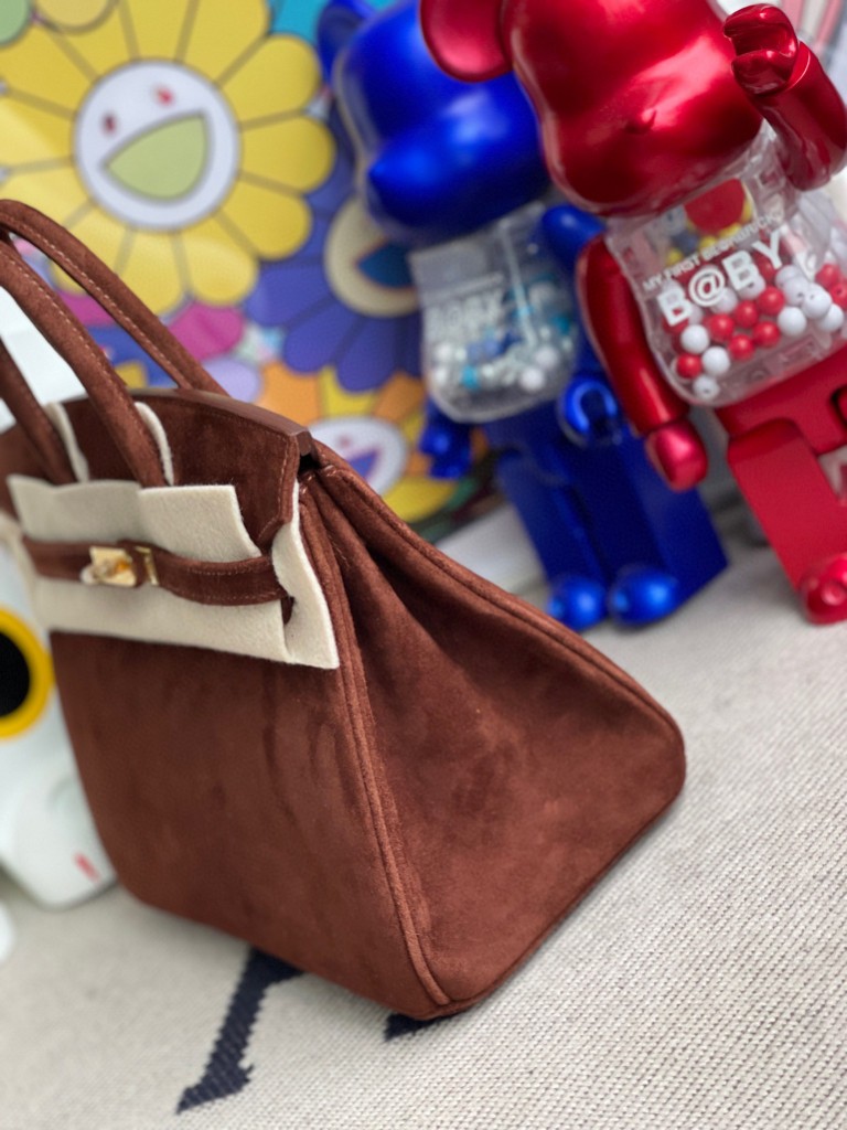 Hermès（爱马仕）Birkin 铂金包 麂皮 乌木色 金扣 25cm 顶级手缝