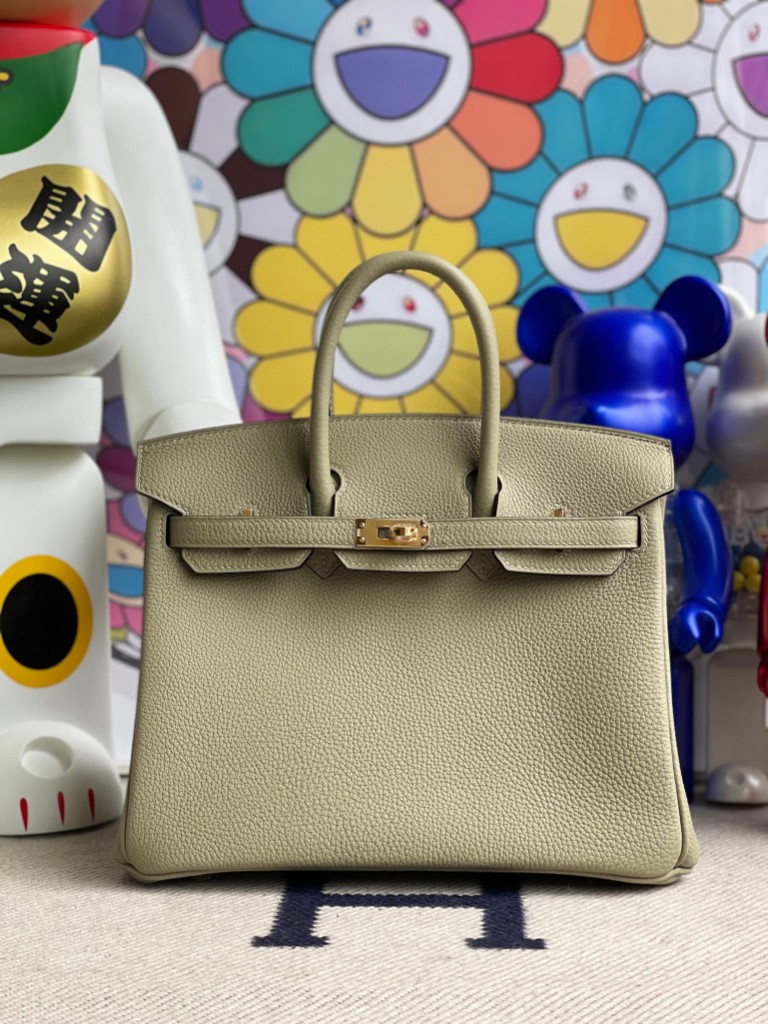 Hermès（爱马仕）Birkin 铂金包 原厂小牛皮 togo 鼠尾绿 金扣 25cm 顶级手缝 现货