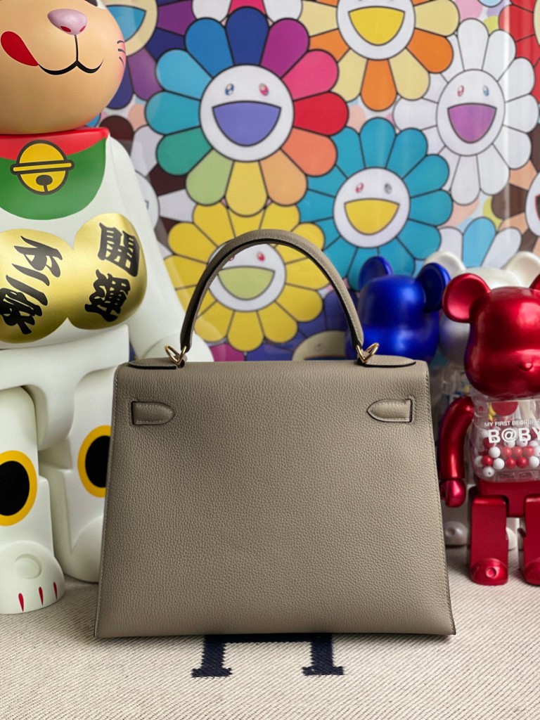 Hermès（爱马仕）Kelly 凯莉包 原厂小牛皮 togo M8 沥青灰 金扣 28cm 顶级手缝