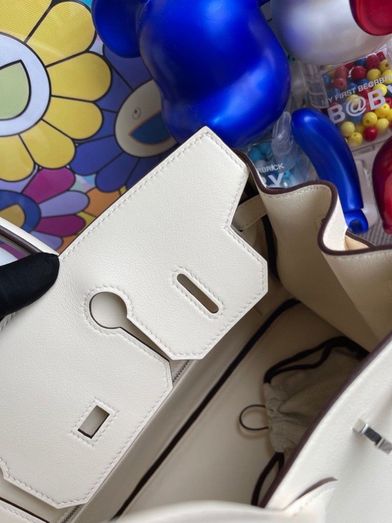 Hermès（爱马仕）Birkin 铂金包 Swift皮 nata 奶昔白 银扣 30cm 顶级手缝