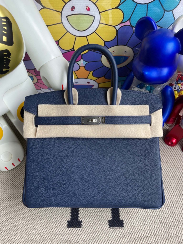 Hermès（爱马仕）Birkin 铂金包 原厂小牛皮togo 宝石蓝 银扣 25cm 顶级手缝
