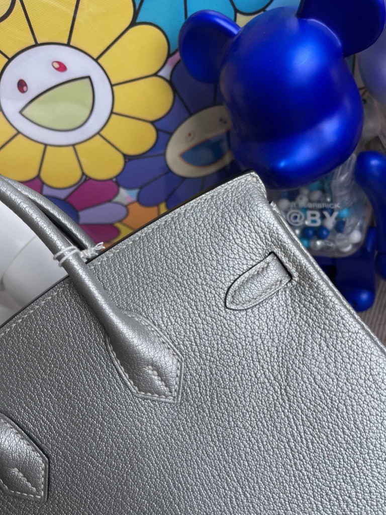 Hermès（爱马仕）Birkin 铂金包 Chevre 山羊皮 银色 银扣 25cm 顶级手缝