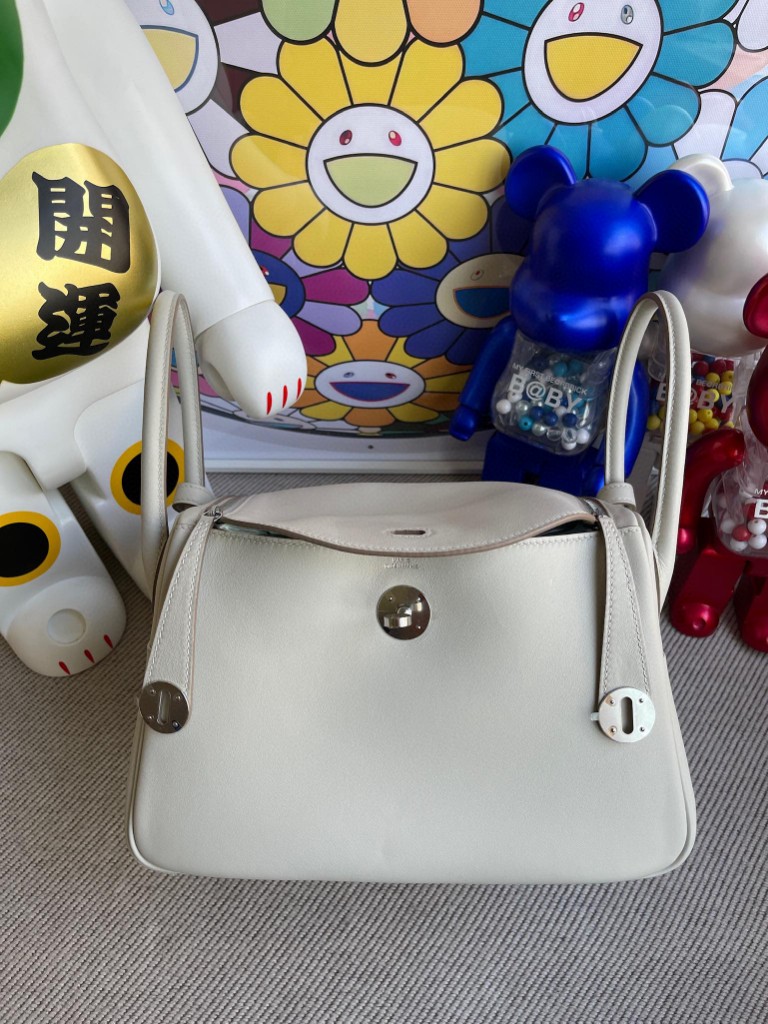 Hermès（爱马仕）Lindy 琳迪包 Swift nata 奶昔白 银扣 26cm 顶级手缝
