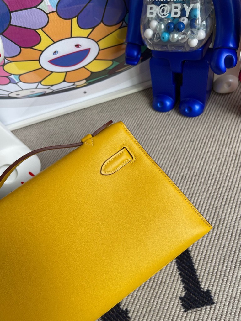 Hermès(爱马仕)Mini kelly pochette Swift 9D 琥珀黄 Ambre 金扣 22cm 手拿包 晚宴包-拉尔森鳄鱼皮具定制 - 爱马仕包包官网 Hermès(爱马仕)Mini kelly pochette Swift 9D 琥珀黄 Ambre 金扣 22cm 手拿包 晚宴包