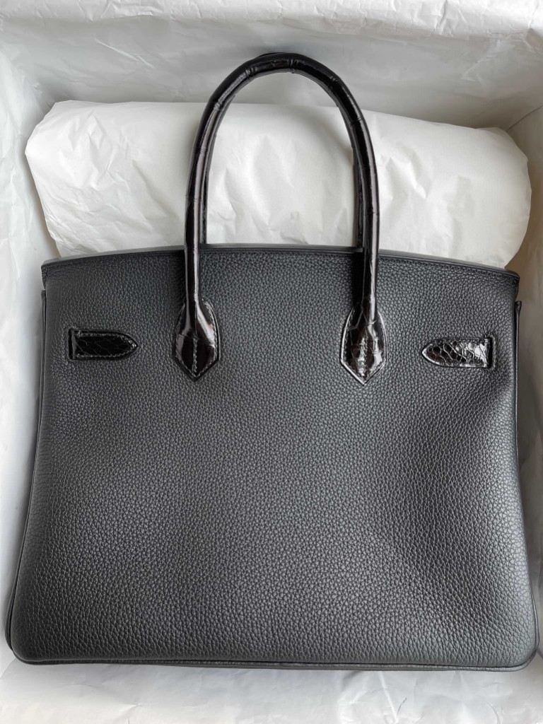 Hermès(爱马仕)Touch 系列 Birkin 铂金包 黑色 亮面两点鳄鱼 银扣 30cm 顶级手缝-拉尔森鳄鱼皮具定制 - 爱马仕包包官网 Hermès(爱马仕)Touch 系列 Birkin 铂金包 黑色 亮面两点鳄鱼 银扣 30cm 顶级手缝