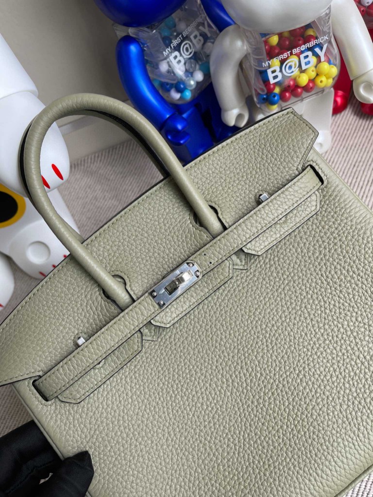Hermès（爱马仕）Birkin 铂金包 原厂小牛皮 Togo 鼠尾绿 银扣 25cm 顶级手缝