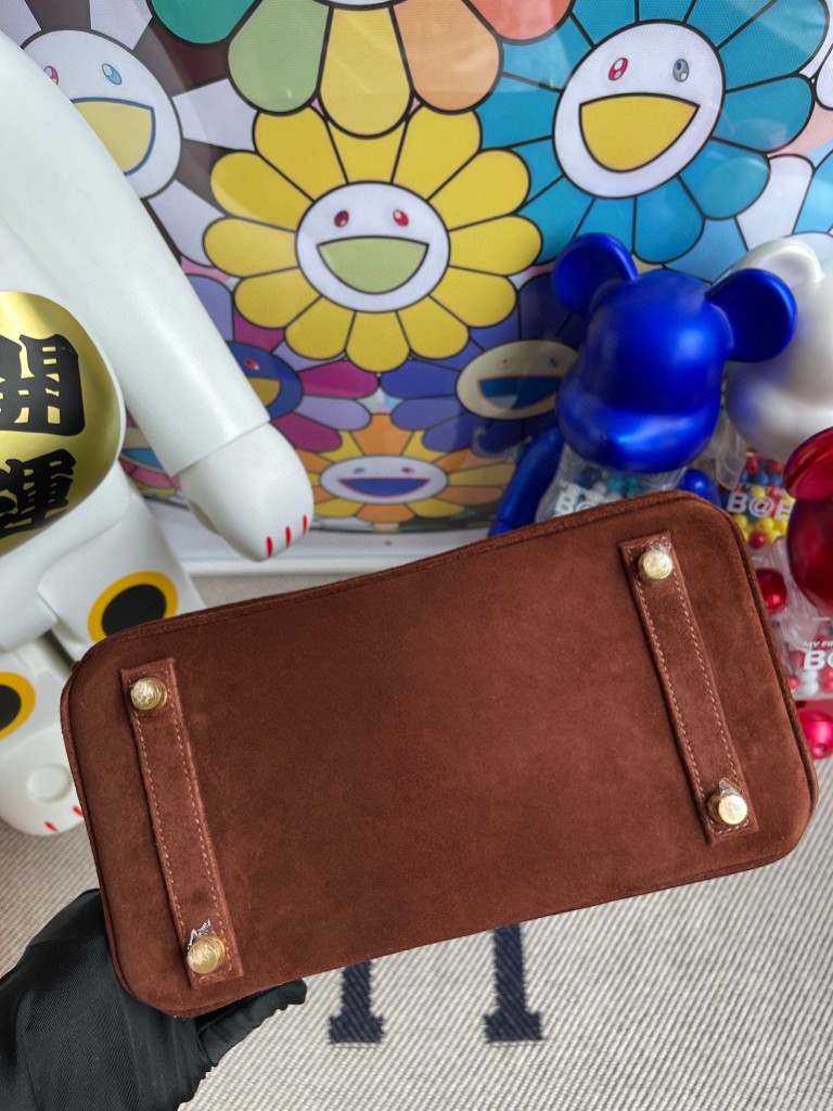 Hermès（爱马仕）Birkin 铂金包 麂皮 乌木色 金扣 25cm 顶级手缝