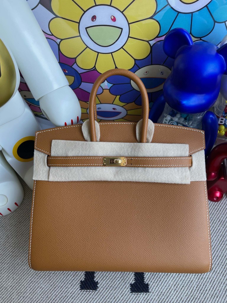 Hermès（爱马仕）Birkin 铂金包 Epsom 原厂掌纹皮 ck37 金棕色 Gold 金扣 25cm 顶级手缝
