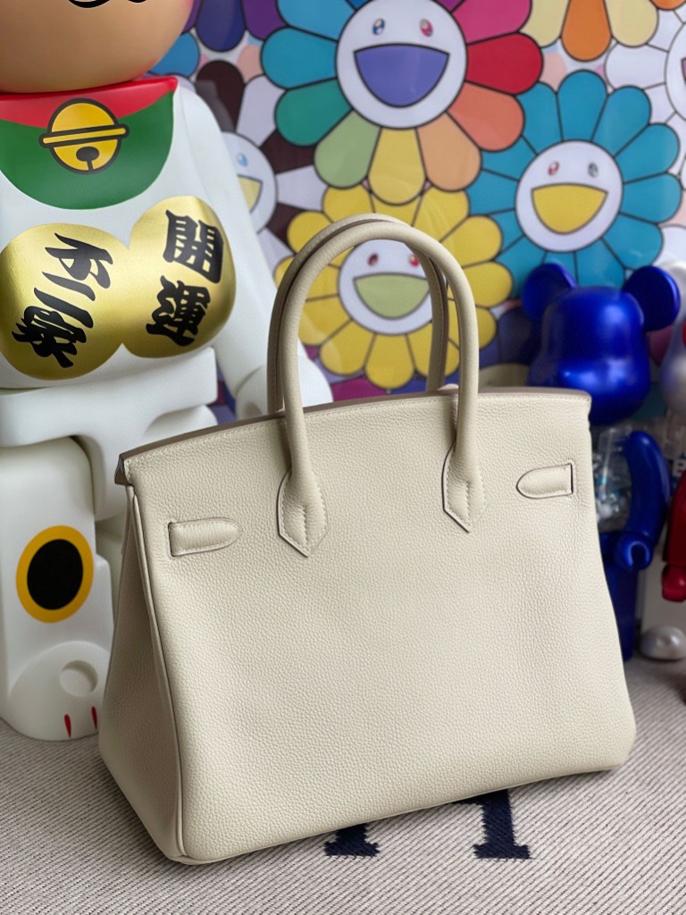 Hermès（爱马仕）Birkin 铂金包 原厂小牛皮 Togo ck10 奶昔白 Craie 金扣 30cm 顶级手缝