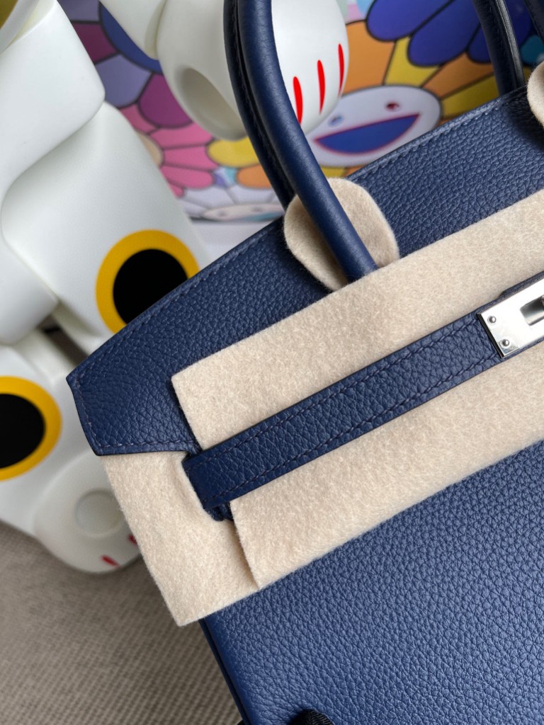 Hermès（爱马仕）Birkin 铂金包 原厂小牛皮togo 宝石蓝 银扣 25cm 顶级手缝
