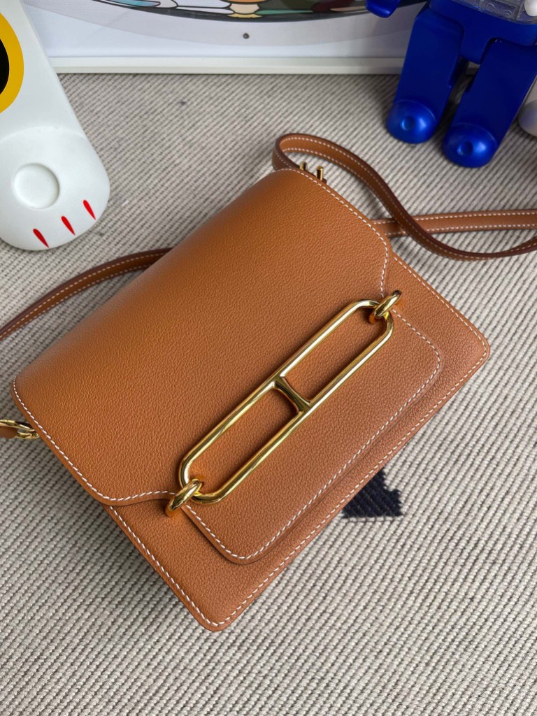 Hermès（爱马仕）Roulis 猪鼻包 Evecolor ck37 金棕色 gold 金扣 18cm 顶级手缝