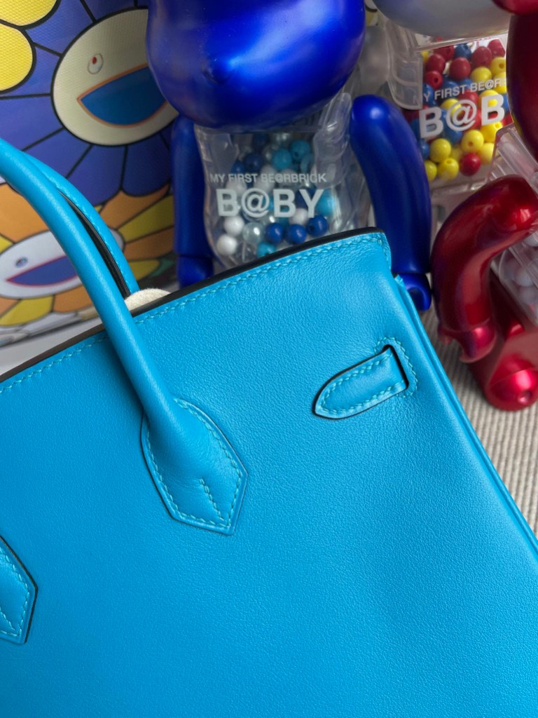 Hermès（爱马仕）Birkin 铂金包 Swift皮 0F 佛罗里达蓝 金扣 25cm 顶级手缝