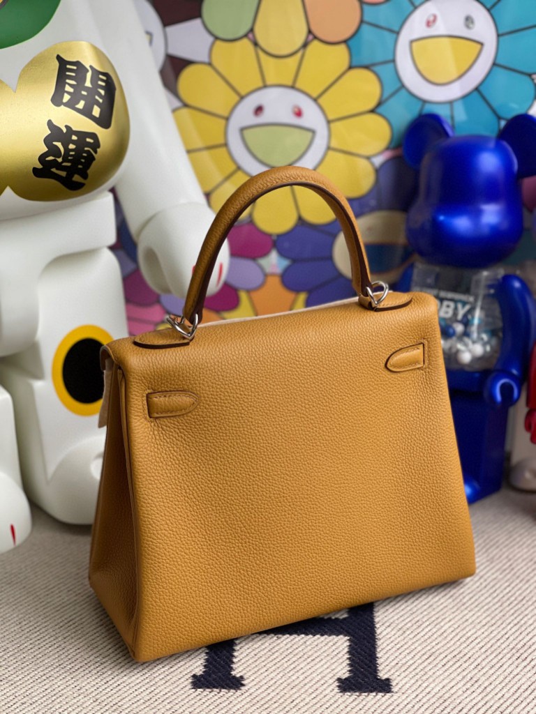 Hermès（爱马仕）Kelly 凯莉包 原厂小牛皮 togo 2S 芝麻色 Sesame 银扣 25cm 顶级手缝