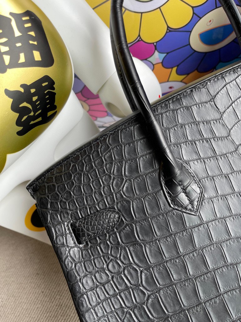 Hermès（爱马仕）Birkin 铂金包 Porosus matt 雾面湾鳄 ck89 黑色 Noir so black 35cm