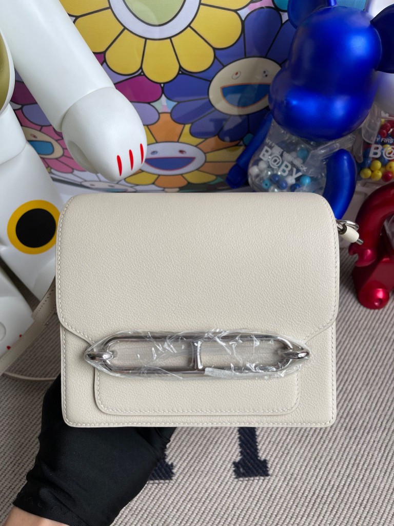 Hermès（爱马仕）Roulis 猪鼻子 Evecolor 奶油白 银扣 18cm 定制