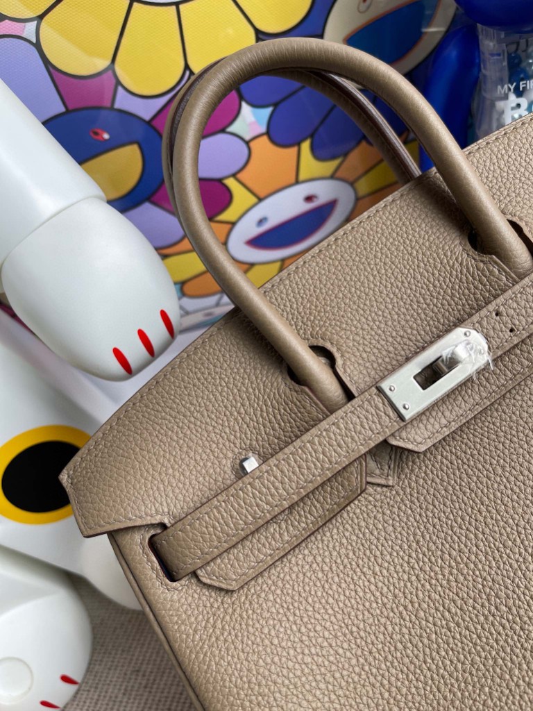 Hermès（爱马仕）Birkin 铂金包 原厂小牛皮 togo ck18 大象灰 内拼水妖蓝 银扣 25cm 顶级手缝