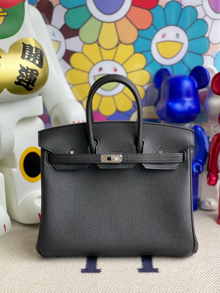 Hermès（爱马仕）Birkin 铂金包 原厂小牛皮 Togo ck89 黑色 Noir 银扣 25cm 顶级手缝