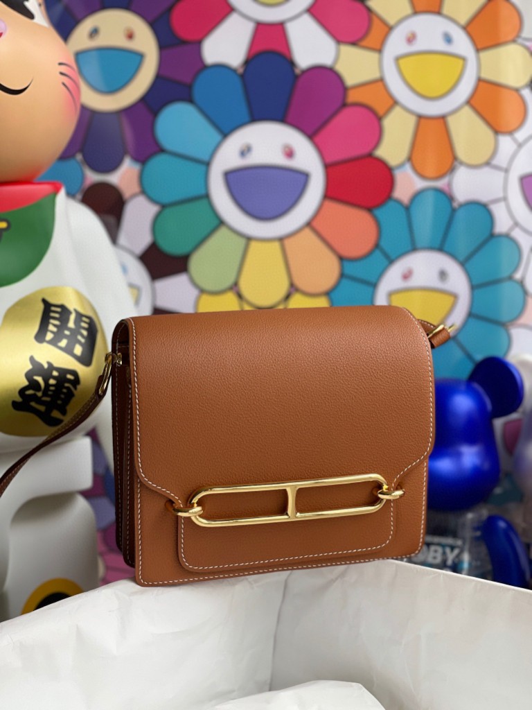 Hermès（爱马仕）Roulis 猪鼻包 Evecolor ck37 金棕色 gold 金扣 18cm 顶级手缝