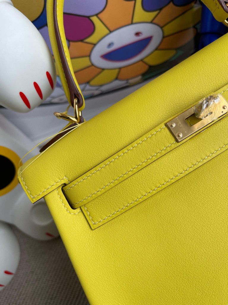 Hermès（爱马仕）Kelly 凯莉包 Swift 9R 柠檬黄 金扣 25cm 顶级手缝