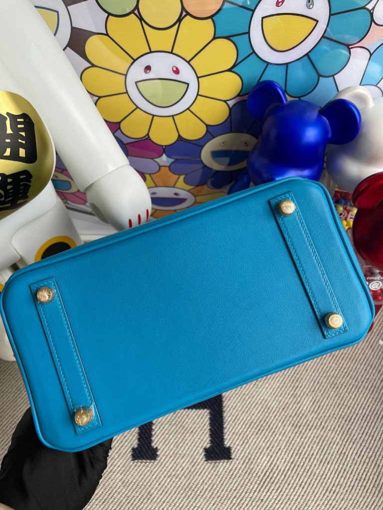 Hermès(爱马仕)Birkin 铂金包 Swift皮 0F 佛罗里达蓝 金扣 25cm 顶级手缝-拉尔森鳄鱼皮具定制 - 爱马仕包包官网 Hermès(爱马仕)Birkin 铂金包 Swift皮 0F 佛罗里达蓝 金扣 25cm 顶级手缝