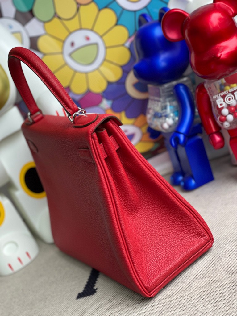 Hermès(爱马仕)Kelly 凯莉包 原厂小牛皮 Q5 国旗红 Rouge casaque 银扣 28cm 顶级手缝-拉尔森鳄鱼皮具定制 - 爱马仕包包官网 Hermès(爱马仕)Kelly 凯莉包 原厂小牛皮 Q5 国旗红 Rouge casaque 银扣 28cm 顶级手缝