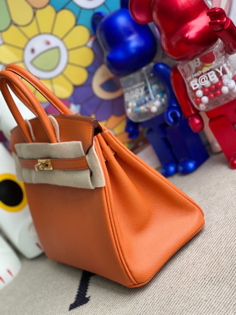Hermès（爱马仕）Birkin 铂金包 epsom 原厂掌纹皮 93 橙色 Orange 金扣 25cm 顶级手缝