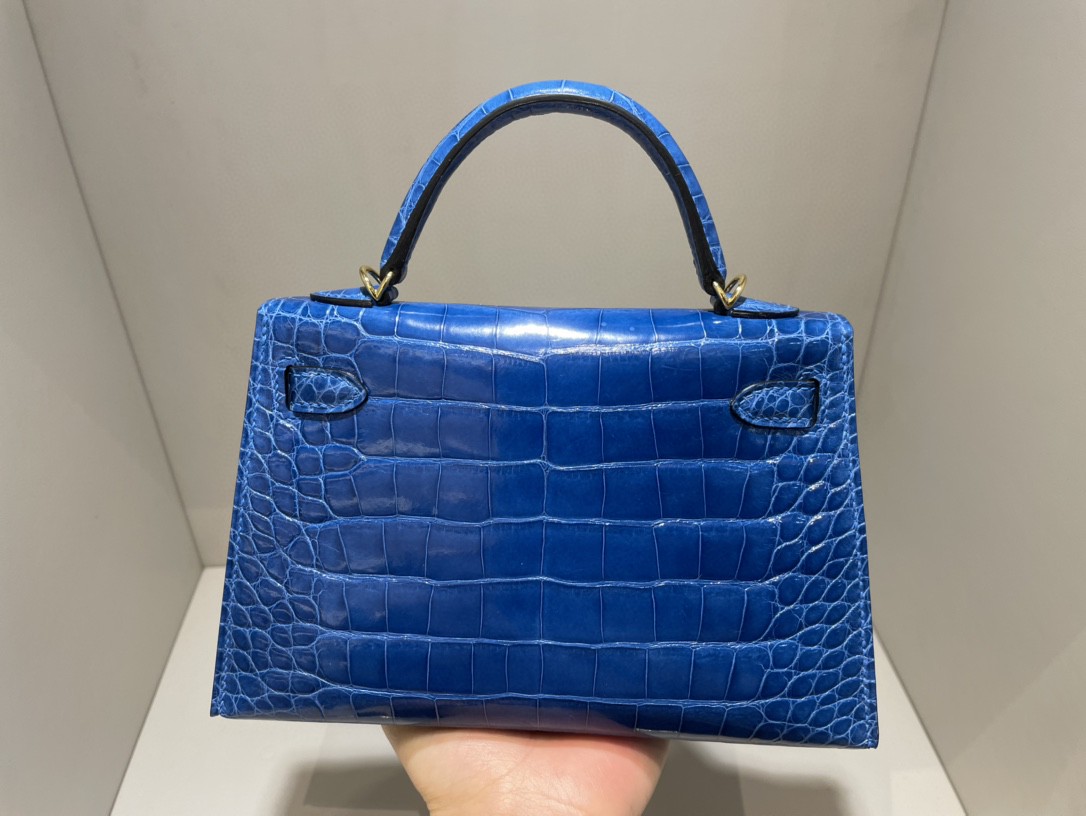 Hermès（爱马仕）Mini kelly ll Alligator shiny 亮面鳄鱼 7Q 希腊蓝 金扣 顶级手缝 现货