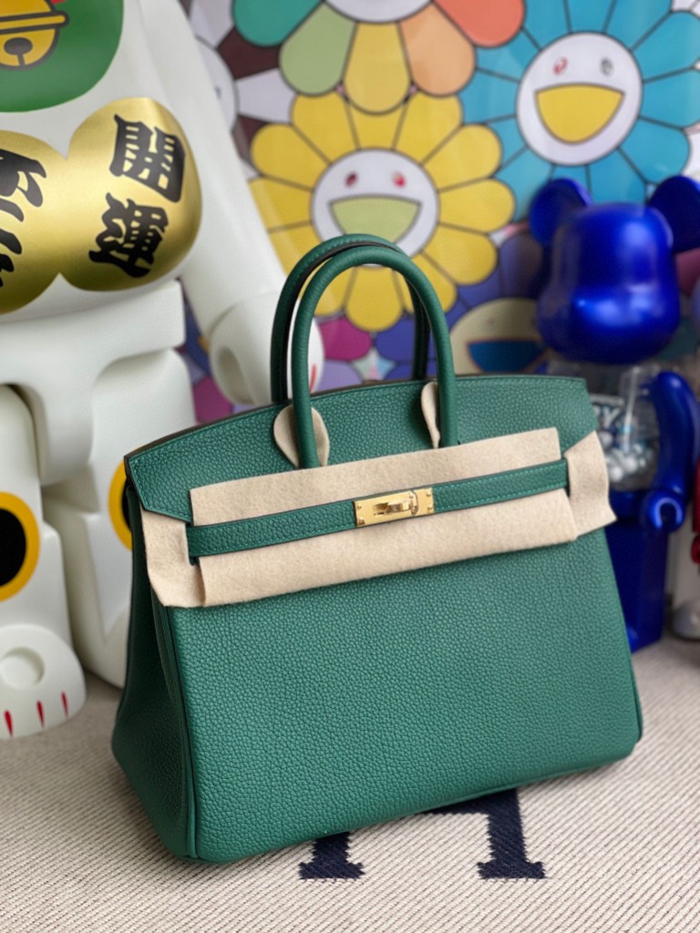 Hermès（爱马仕）Birkin 铂金包 原厂小牛皮 togo Z6 孔雀绿 Malachite 金扣 25cm 顶级手缝