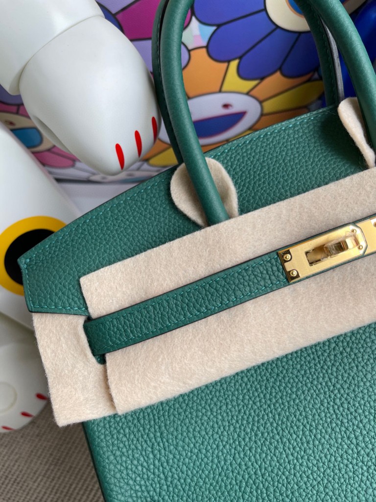 Hermès（爱马仕）Birkin 铂金包 原厂小牛皮 togo Z6 孔雀绿 Malachite 金扣 25cm 顶级手缝