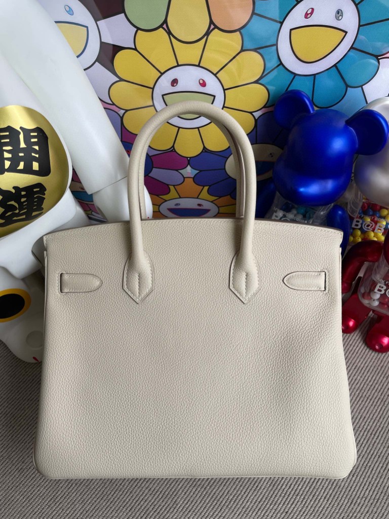 Hermès（爱马仕）Birkin 铂金包 原厂小牛皮 Togo ck10 奶昔白 Craie 金扣 30cm 顶级手缝