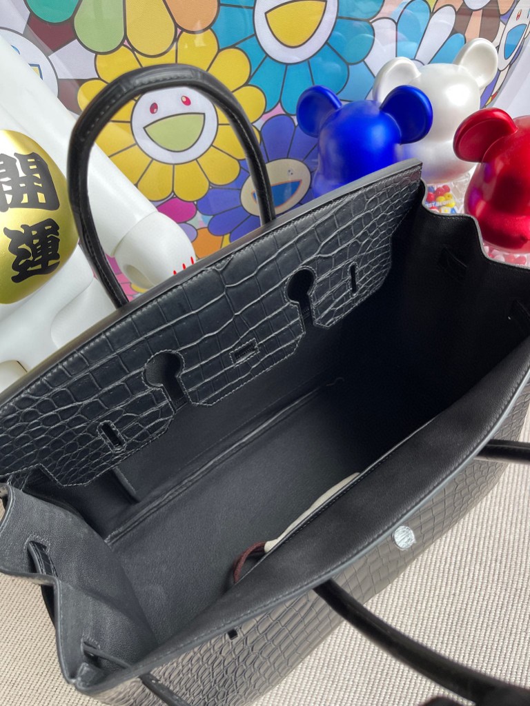 Hermès(爱马仕)Birkin 铂金包 Porosus matt 雾面湾鳄 ck89 黑色 Noir so black 35cm-拉尔森鳄鱼皮具定制 - 爱马仕包包官网 Hermès(爱马仕)Birkin 铂金包 Porosus matt 雾面湾鳄 ck89 黑色 Noir so black 35cm