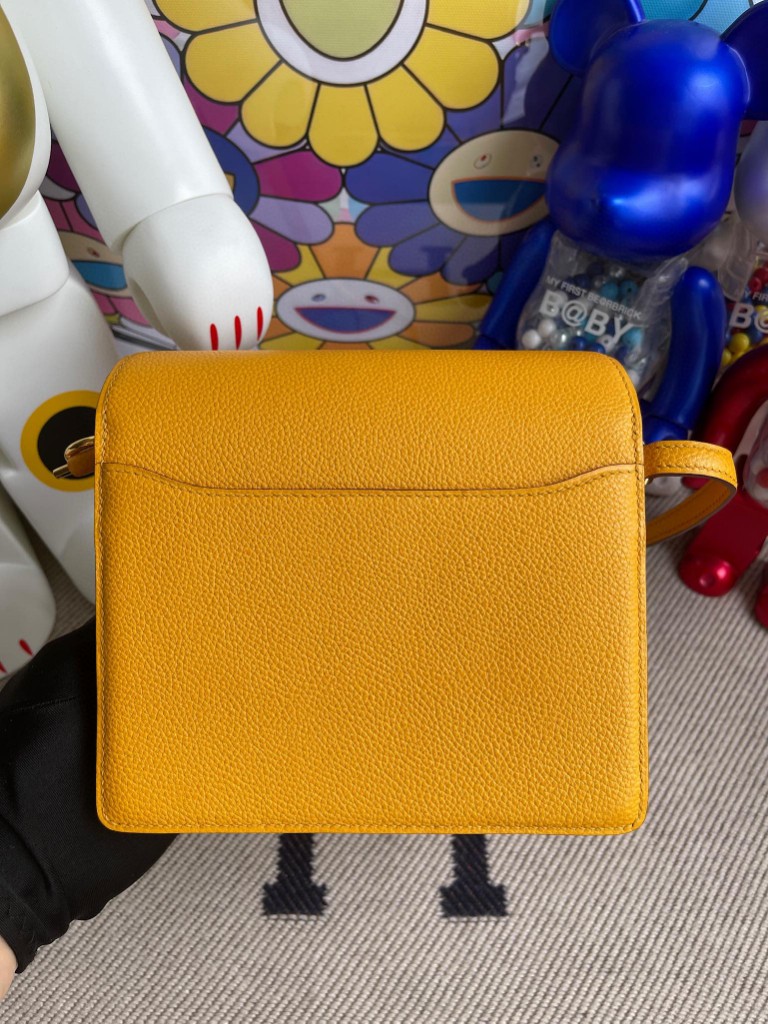Hermès（爱马仕）Roulis 猪鼻包 Evecolor 9V 太阳黄 金扣 18cm 顶级手缝