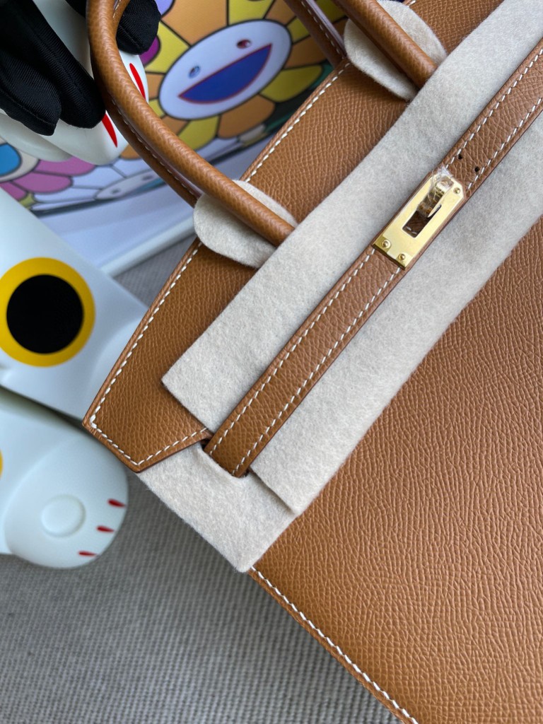 Hermès（爱马仕）Birkin 铂金包 Epsom 原厂掌纹皮 ck37 金棕色 Gold 金扣 25cm 顶级手缝