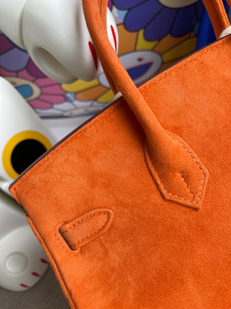 Hermès（爱马仕）Birkin 铂金包 麂皮 橙色 orange 金扣 25cm 顶级手缝