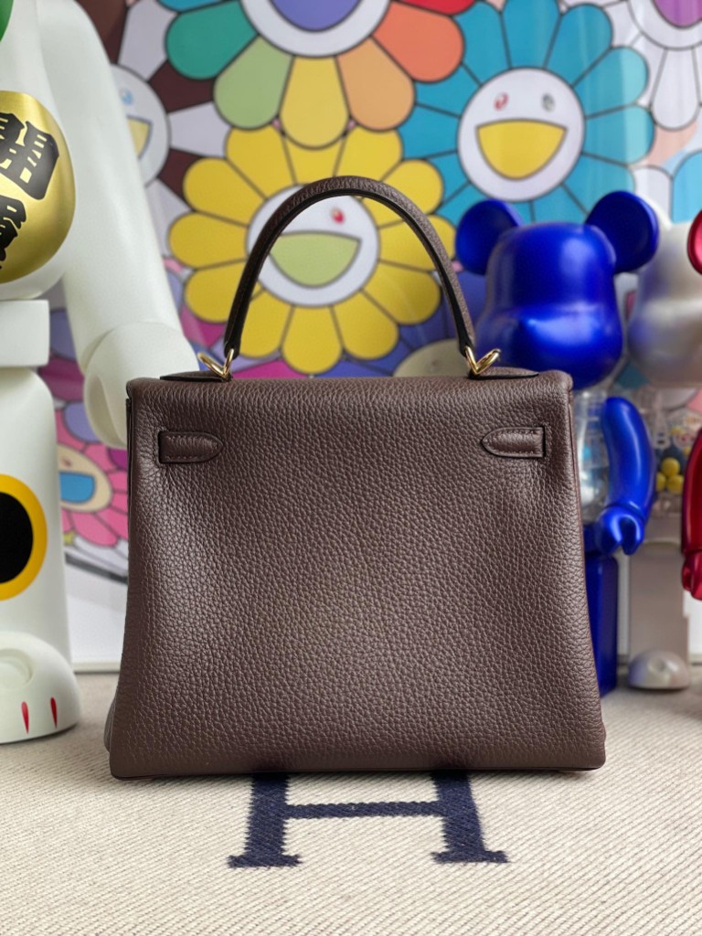 Hermès(爱马仕)Kelly 凯莉包 原厂小牛皮 togo 乌木色 金扣 25cm 顶级手缝-拉尔森鳄鱼皮具定制 - 爱马仕包包官网 Hermès(爱马仕)Kelly 凯莉包 原厂小牛皮 togo 乌木色 金扣 25cm 顶级手缝