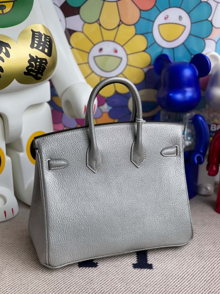 Hermès（爱马仕）Birkin 铂金包 Chevre 山羊皮 银色 银扣 25cm 顶级手缝