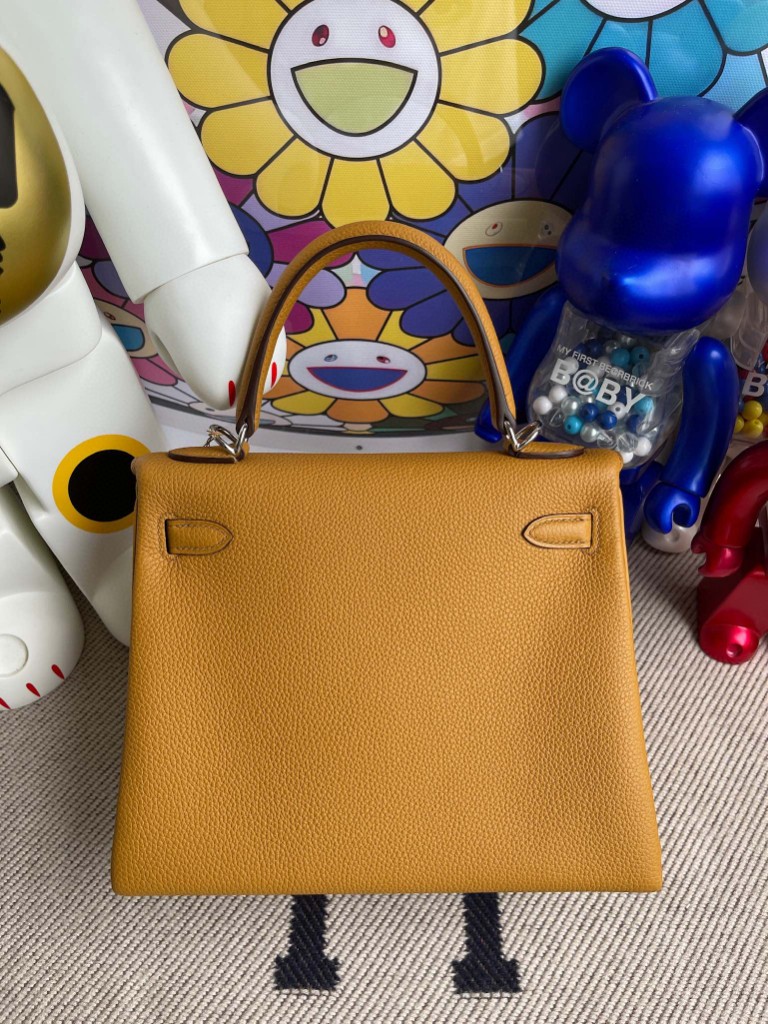 Hermès（爱马仕）Kelly 凯莉包 原厂小牛皮 togo 2S 芝麻色 Sesame 银扣 25cm 顶级手缝