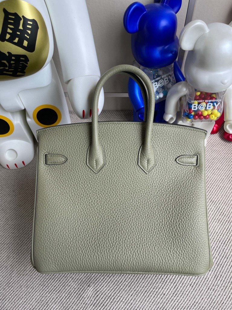 Hermès（爱马仕）Birkin 铂金包 原厂小牛皮 Togo 鼠尾绿 银扣 25cm 顶级手缝