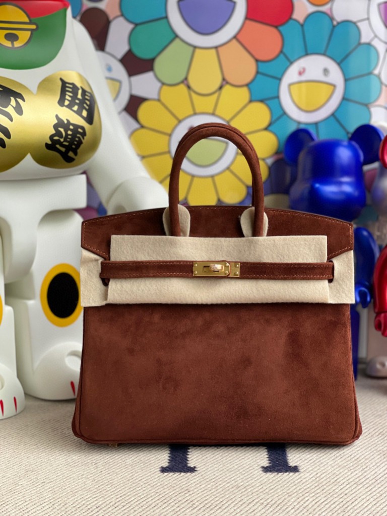 Hermès（爱马仕）Birkin 铂金包 麂皮 乌木色 金扣 25cm 顶级手缝