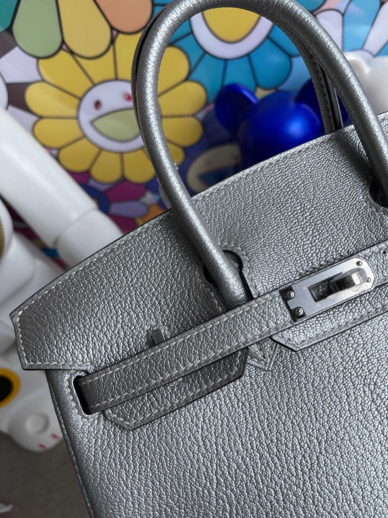 Hermès（爱马仕）Birkin 铂金包 Chevre 山羊皮 银色 银扣 25cm 顶级手缝