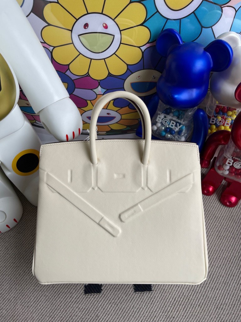 Hermès（爱马仕）Birkin Shadow 铂金包 8L 奶油白 25cm 顶级手缝 超美
