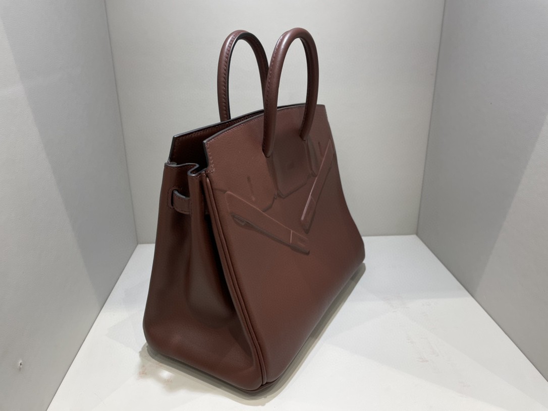 Hermès（爱马仕）Birkin Shadow 幻影 马鞍红 rouge sellier 25cm 凹凸有致的影子设计