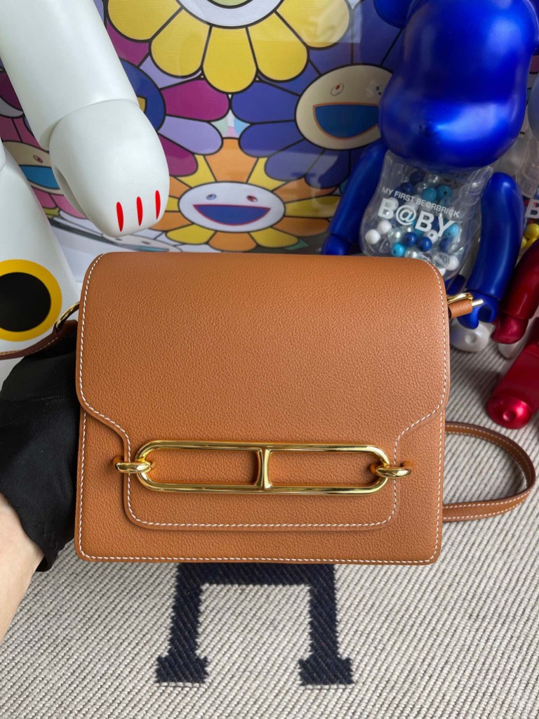 Hermès（爱马仕）Roulis 猪鼻包 Evecolor ck37 金棕色 gold 金扣 18cm 顶级手缝