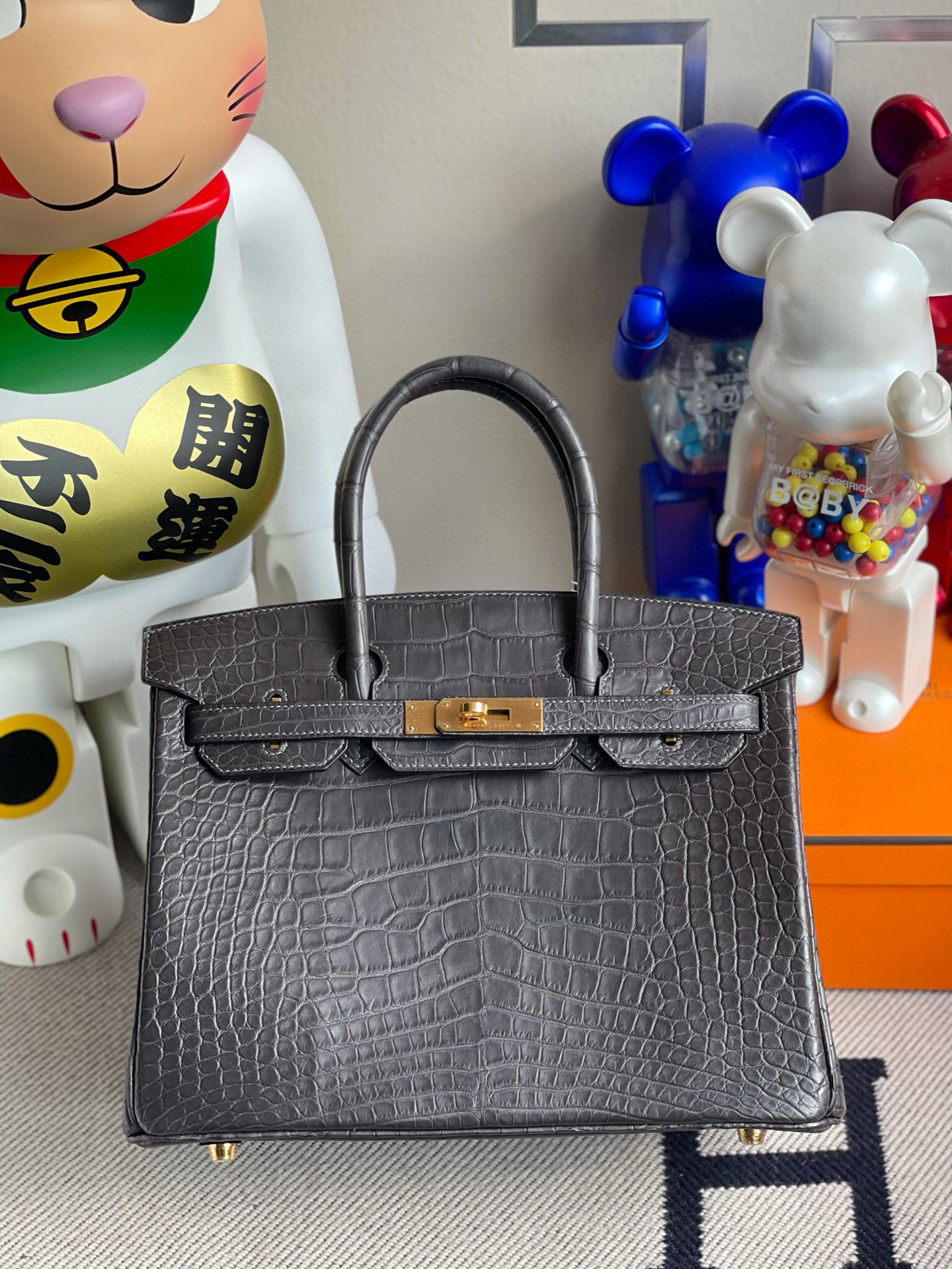 Hermès（爱马仕）Birkin 铂金包 alligator matt 雾面鳄鱼 ck88 石墨灰 金扣 30cm